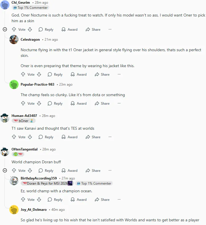 电竞世界杯-外网热议T1胜HLE：T1看到对面有LPL选手以为在打S赛