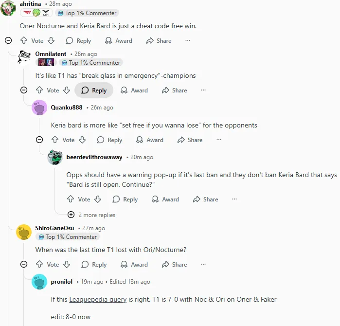 电竞世界杯-外网热议T1胜HLE：T1看到对面有LPL选手以为在打S赛